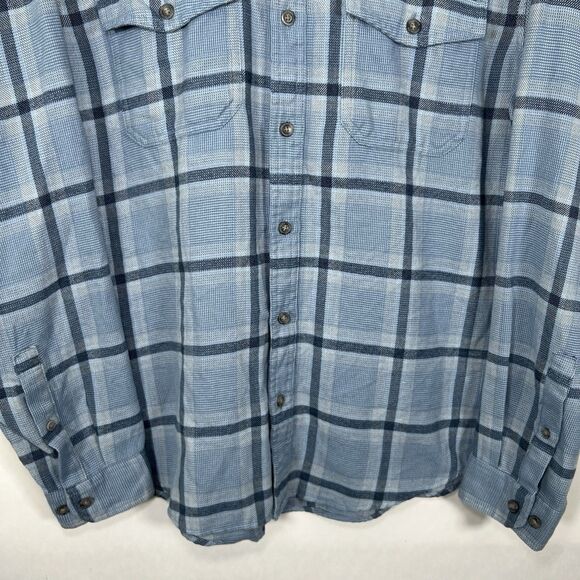 Eddie Bauer Classic Fit Button Up Flannel Shirt Mens Size Large Blue Plaid LS - Picture 3 of 13